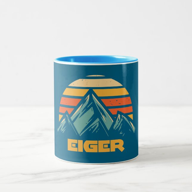 Eiger Switzerland Retro Turquoise Two-Tone Coffee Mug (Center)