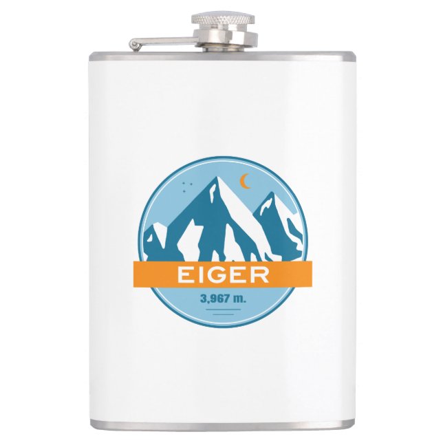 Eiger Switzerland Stars Moon Hip Flask (Front)