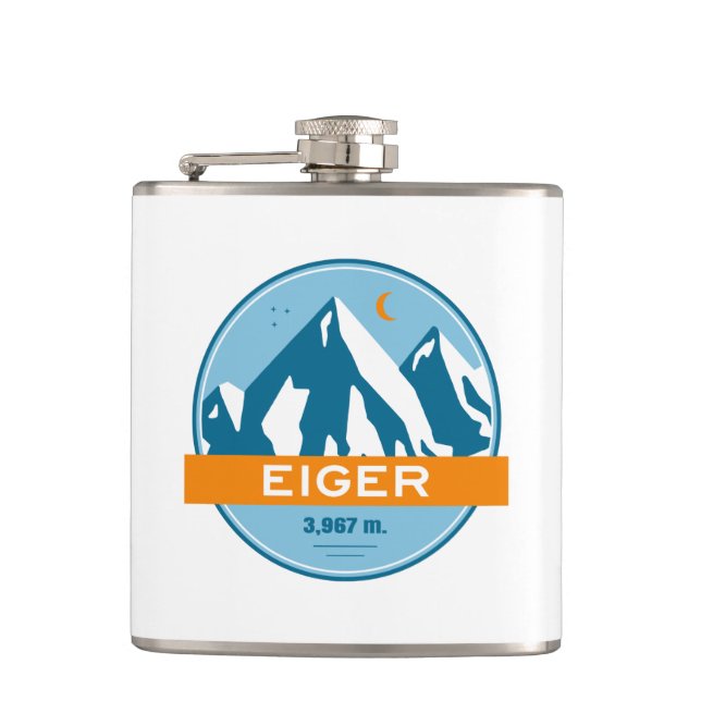 Eiger Switzerland Stars Moon Hip Flask (Front)