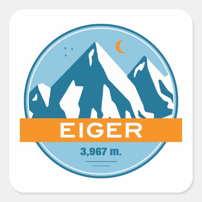 Eiger Switzerland Stars Moon Square Sticker (Front)