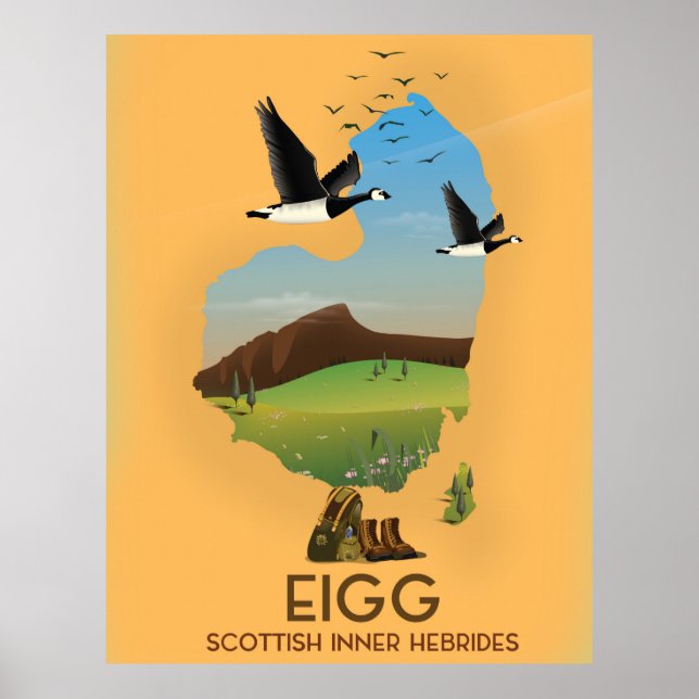 Eigg Scottish Inner Hebrides Map Poster (Front)