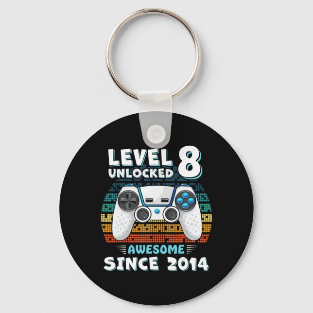 Eight 8yr BDay Son Boy Fun Gamer 8th 8 Years Old B Key Ring (Front)