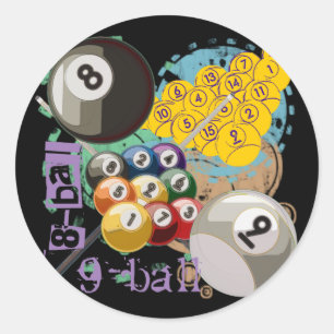 EIGHT AND NINE BALL BILLIARDS CLASSIC ROUND STICKER