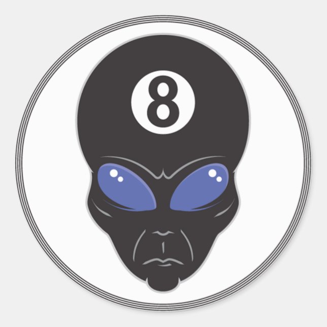 eight ball alien head classic round sticker (Front)
