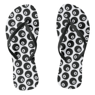 Eight Ball Billiards Pool Pattern CUSTOM COLOR Flip Flops
