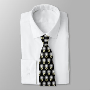 Eight Ball Billiards Retro Pattern Neck Tie