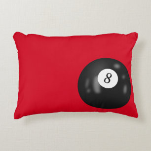 Eight Ball On Red Accent Pillow