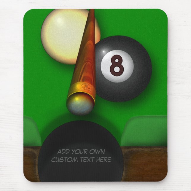 Eight Ball Pool and Billiards Personalised Mouse Mat (Front)