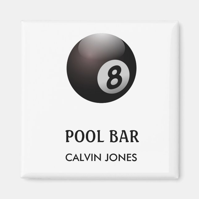 Eight ball pool bar white magnet (Front)