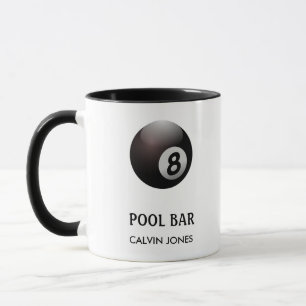 Eight ball pool bar white mug