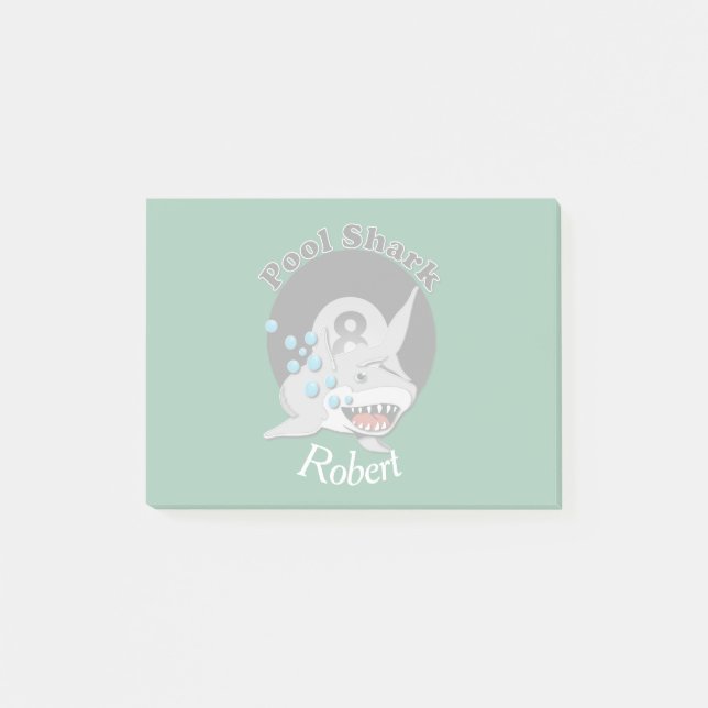 Eight Ball Pool Shark Logo with Name Post-it Notes (Front)