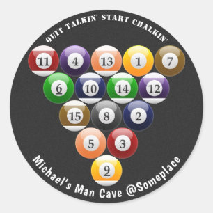 Eight-Ball Rack Billiard Balls 8-Ball Pool Game Classic Round Sticker