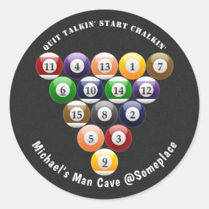 Eight-Ball Rack Billiard Balls 8-Ball Pool Game Classic Round Sticker