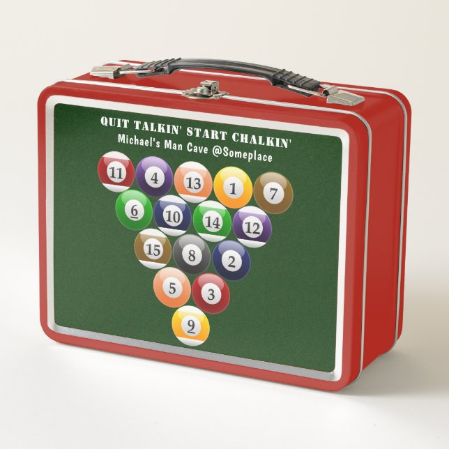 Eight-Ball Rack Billiard Balls 8-Ball Pool Game Metal Lunch Box (Front)