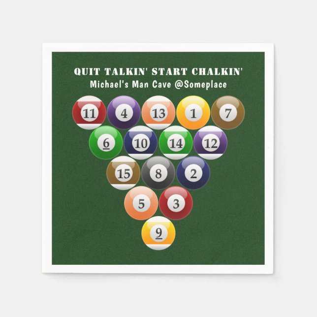 Eight-Ball Rack Billiard Balls 8-Ball Pool Game Napkin (Front)