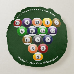 Eight-Ball Rack Billiard Balls 8-Ball Pool Game Round Cushion