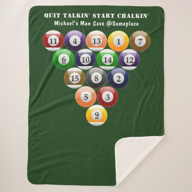 Eight-Ball Rack Billiard Balls 8-Ball Pool Game Sherpa Blanket (Front)