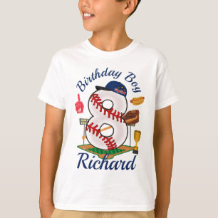 Eight Birthday Boy Baseball 8th T-Shirt