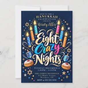 Eight Crazy Nights Hanukkah Invitation
