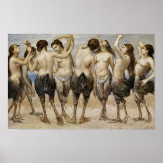 Eight Dancing Women in Bird Bodies Poster