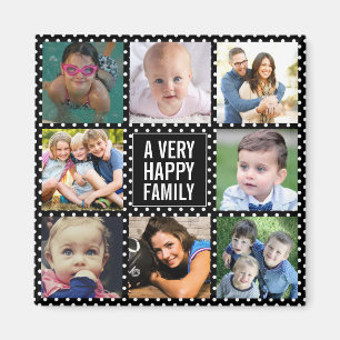 Eight Family Photo Collage Black  Magnet