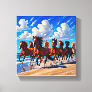 eight horse canvas painting lucky print