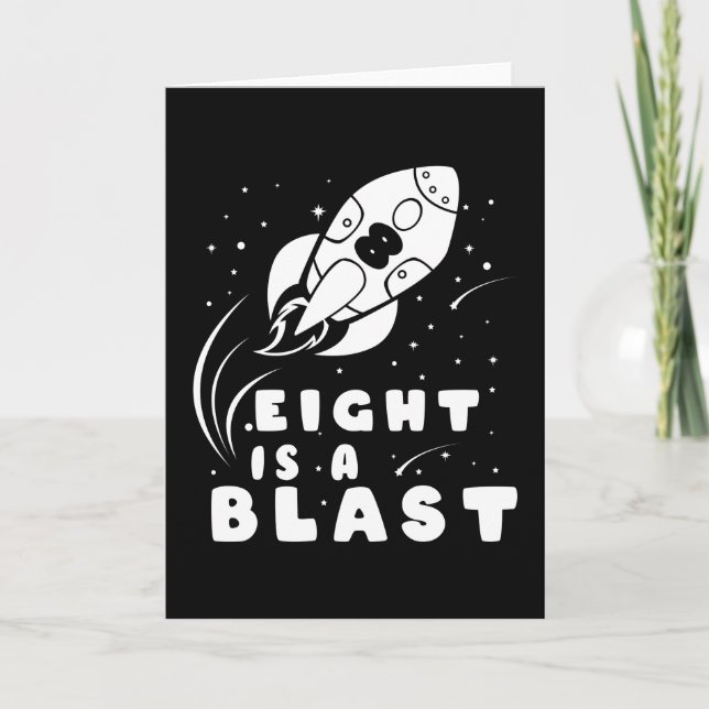 EIGHT IS A BLAST 8th Birthday Boy Space Birthday Card (Front)