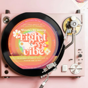 Eight is a Vibe Groovy Retro Vinyl 8th groovy Invitation