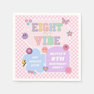 Eight Is A Vibe Preppy Patch 8th Birthday Party Napkin
