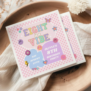 Eight Is A Vibe Preppy Patch 8th Birthday Party Napkin