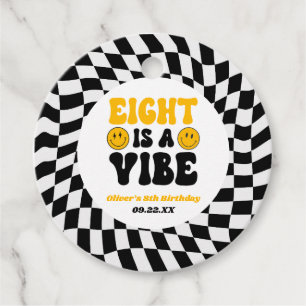 Eight Is A Vibe Retro Eighth 8th Birthday Party Favour Tags
