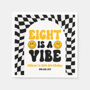 Eight Is A Vibe Retro Eighth 8th Birthday Party Napkin