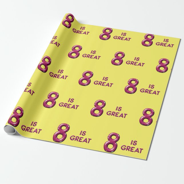 Eight is Great 8th Birthday Wrapping Paper (Unrolled)