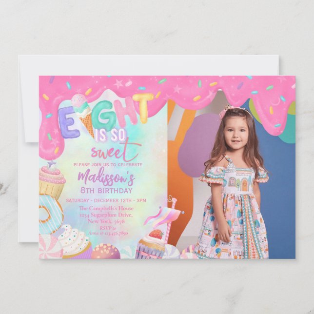  Eight Is So Sweet Invitation (Front)
