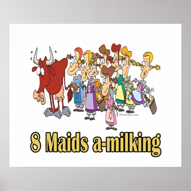eight maids a-milking 8th eighth day christmas poster (Front)