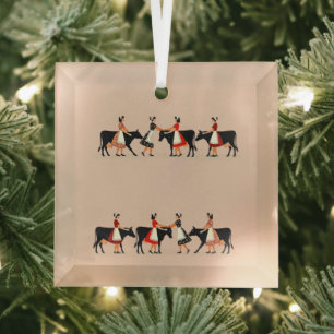 Eight Maids A Milking Cut-Out Stencil-Style 4 Glass Tree Decoration