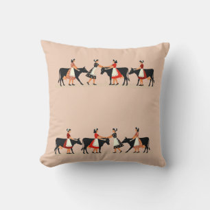 Eight Maids-A-Milking Farmcore Yuletide Cushion