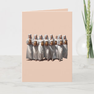 Eight Maids Milking Cut Out Holiday Card