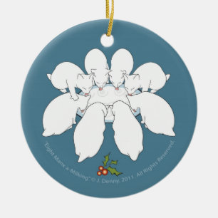 Eight Manx a-Milking... Christmas Tree Ceramic Tree Decoration