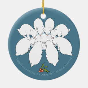Eight Manx a-Milking... double sided Ceramic Tree Decoration
