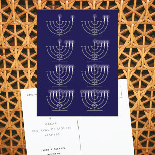 Eight Nights of Hanukkah Menorah Lighting Guide Holiday Postcard
