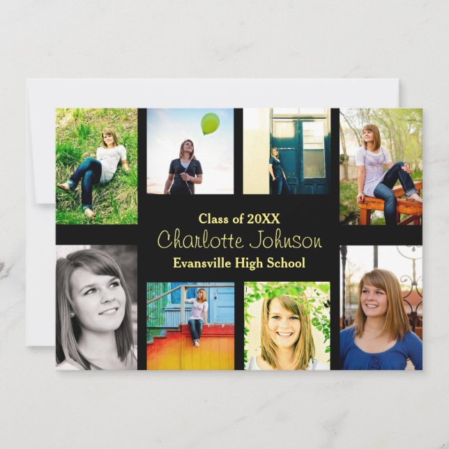 Eight/Nine Photos Black - Grad Announcement (Front)