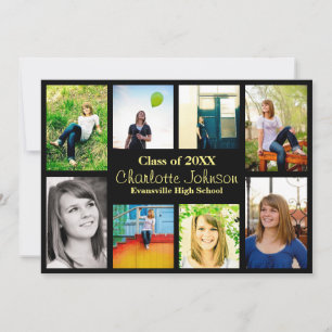 Eight/Nine Photos Graduation Announcement - Black