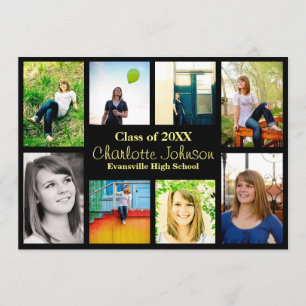 Eight/Nine Photos Graduation Announcement - Black