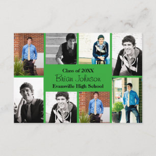 Eight/Nine Photos Green - 3x5 Grad Announcement