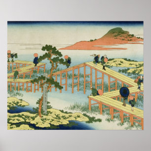 Eight part bridge, province of Mucawa, Japan, c.18 Poster