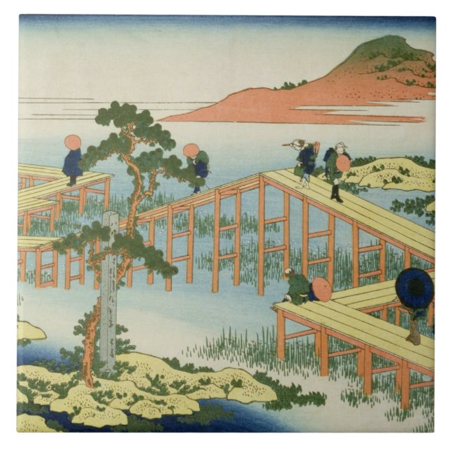 Eight part bridge, province of Mucawa, Japan, c.18 Tile (Front)