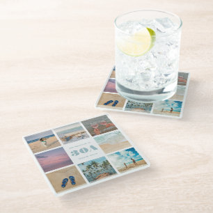 Eight Photo Beach House Decor  Glass Coaster