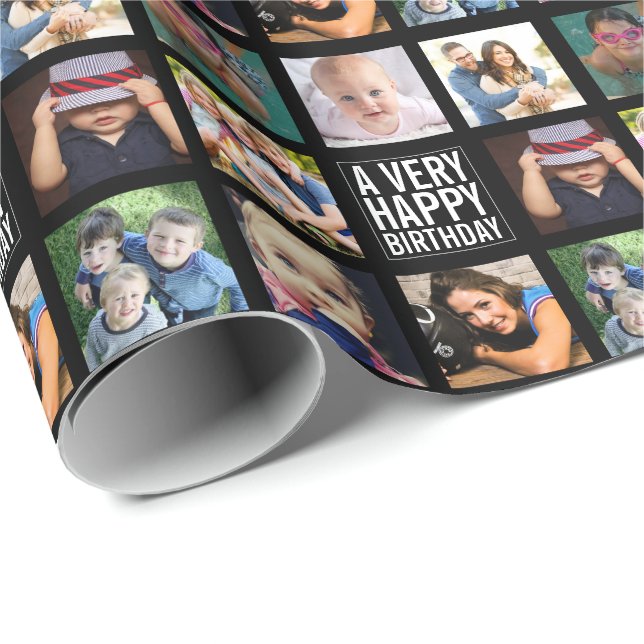 Eight Photo Collage Happy Birthday Wrapping Paper (Roll Corner)