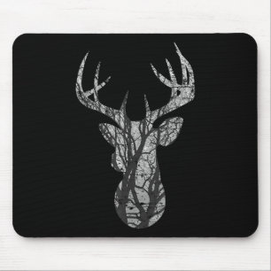 Eight Point Buck Deer Silhouette Woodlands T Shirt Mouse Mat